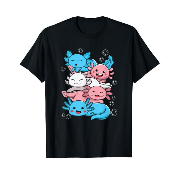 Axolotl Pile Transgender Flag Trans LGBTQ Kawaii T-Shirt