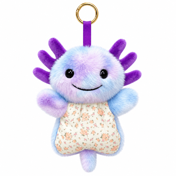 Axolotl Plush Keychain, Cute Squeeze Fidget Toy, Soft Stress Relief Sensory Plush, Hanging Bag Charm Desk Companion Gift for Friends Adults, Blue Purple Gradient
