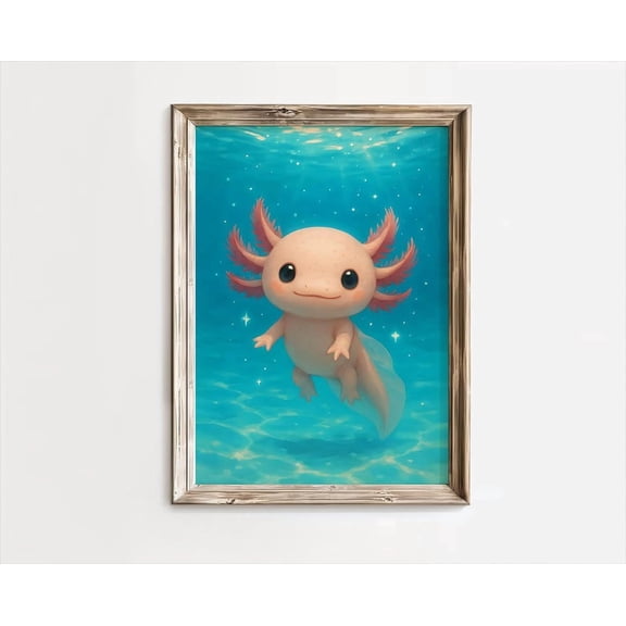 Axolotl Poster, Cute Axolotl Poster, Axolotl , Axolotl Art Poster, Downloadable Axolotl, Axolotl Lovers, Axolotl Wall Art, Unframed Poster Size 24x36