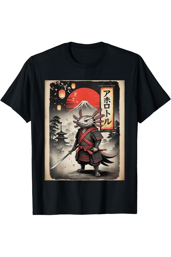 Axolotl Samurai Japanese Ukiyo-e Art Art Funny Japan T-Shirt
