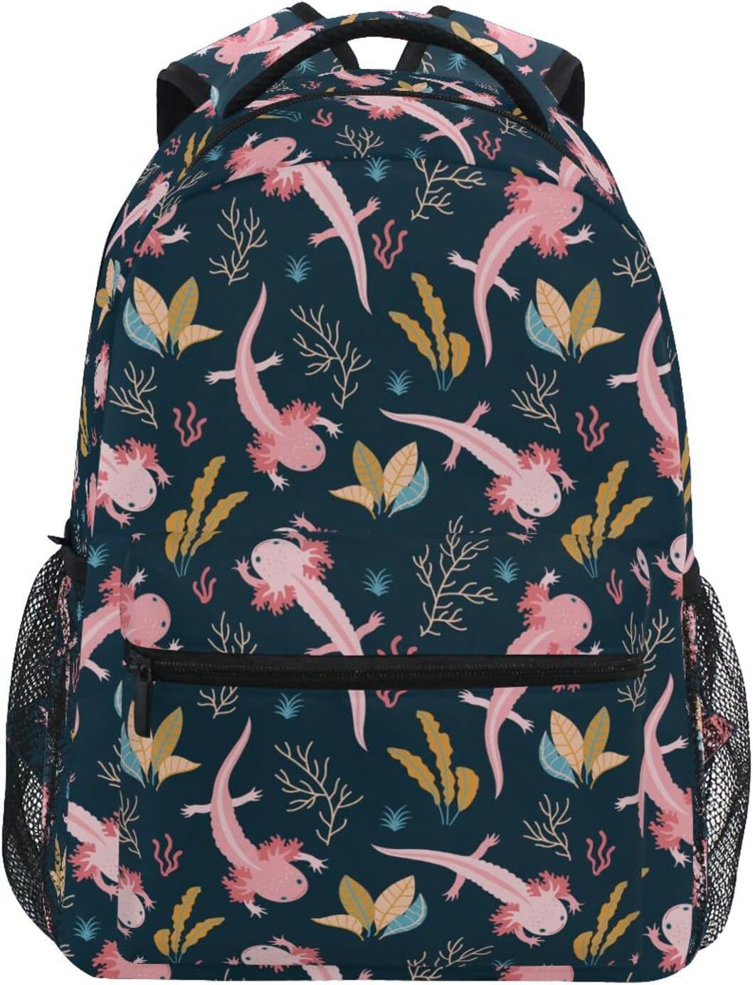 Axolotl & Sea Weed Aquarium Backpacks School Book Bag Travel Hiking