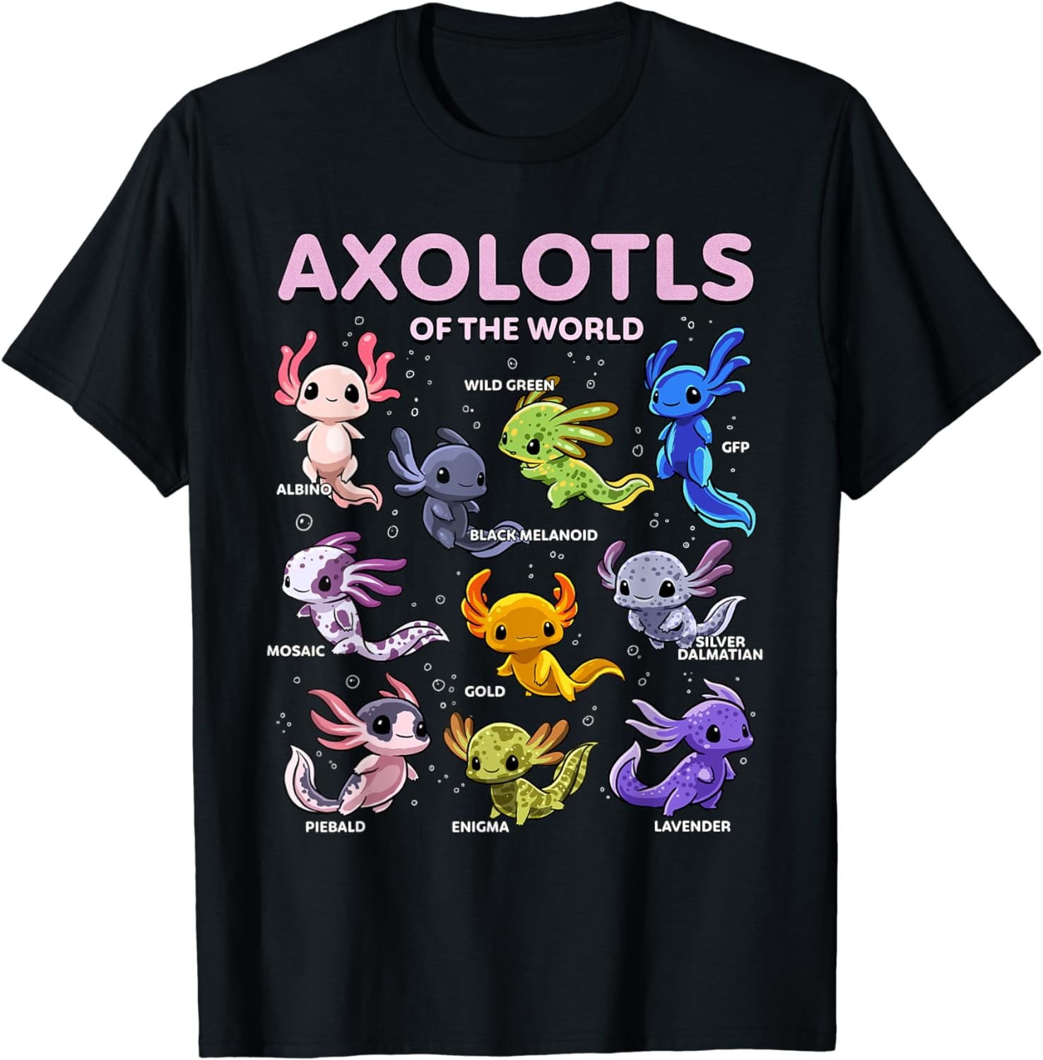 Axolotl Shirt Kawaii Axolotls of The World Axolotl Animals T-Shirt ...