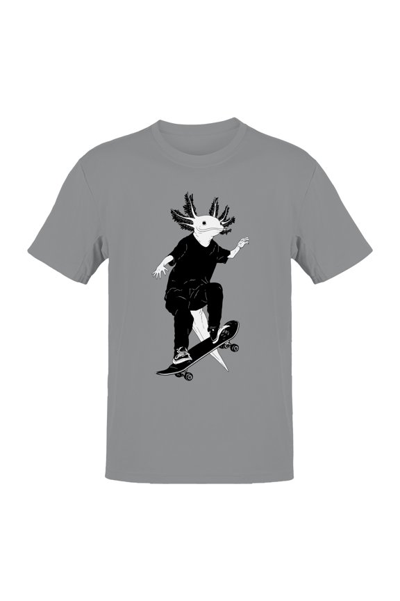 Axolotl Skateboarding Adventure Men's T-shirt Sport Grey