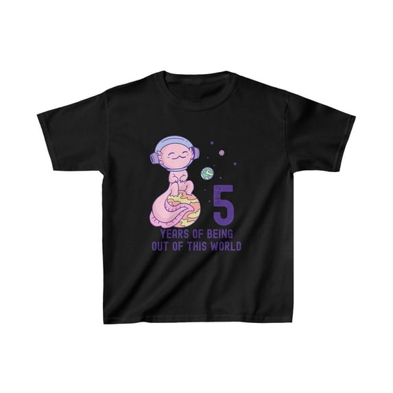 Axolotl Space 5th Birthday Kids T-Shirt