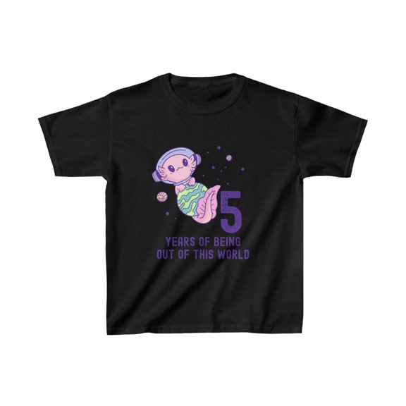 Axolotl Space 5th Birthday Kids T-Shirt