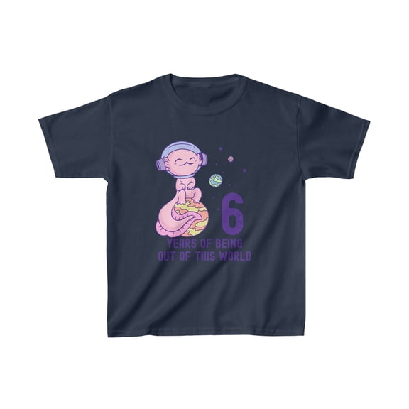 Axolotl Space 6th Birthday Kids T-Shirt