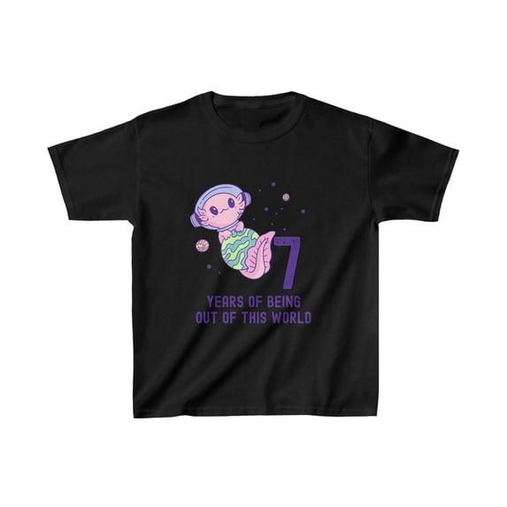 Axolotl Space 7th Birthday Kids T-Shirt