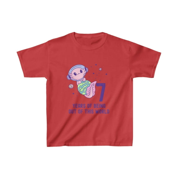 Axolotl Space 7th Birthday Kids T-Shirt
