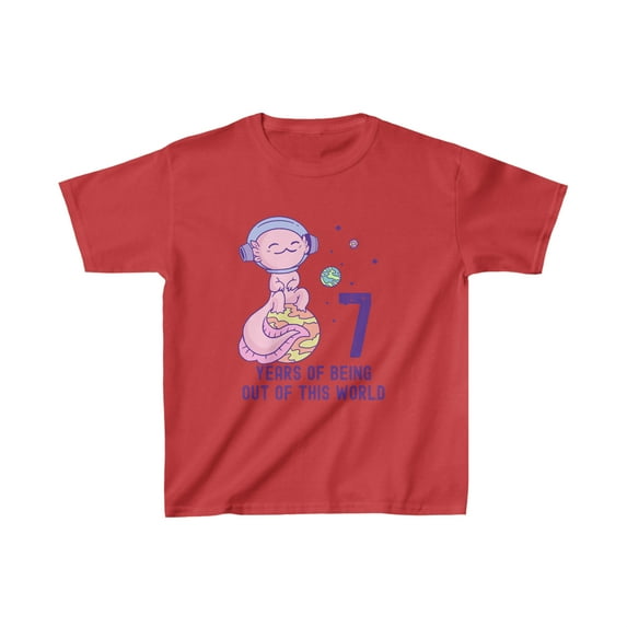 Axolotl Space 7th Birthday Kids T-Shirt