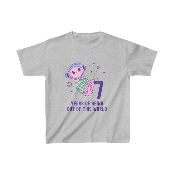 Axolotl Space 7th Birthday Kids T-Shirt