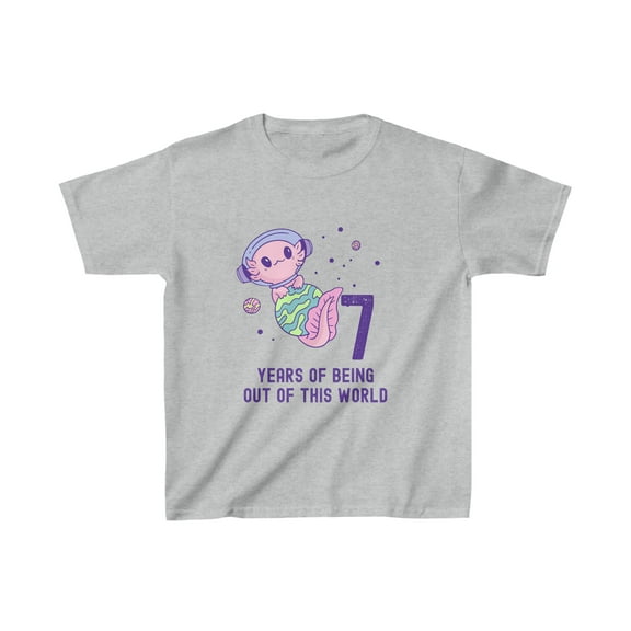 Axolotl Space 7th Birthday Kids T-Shirt