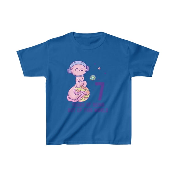 Axolotl Space 7th Birthday Kids T-Shirt