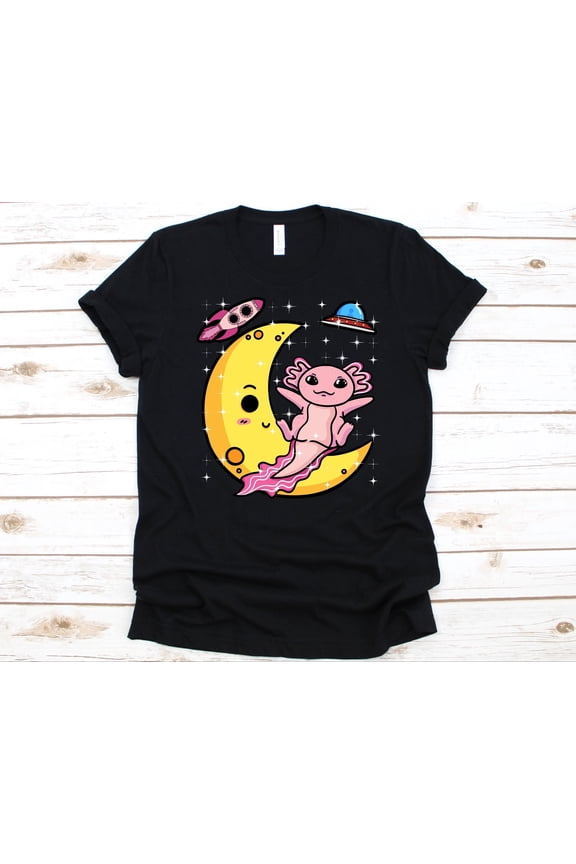 Axolotl Space Shirt, Ambystoma Mexicanum, Paedomorphic Salamander, Tiger Salamander, Cute Axolotl Design, Salamander Species, Space Graphic