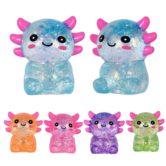 Axolotl Squish+y Stress Ball, Soft TPR Slow Rising Squeeze Toys, Cute Axolotl Fidget Toys for Stress Relief, Anxiety Calming Sensory Toys for Ki+ds Adults