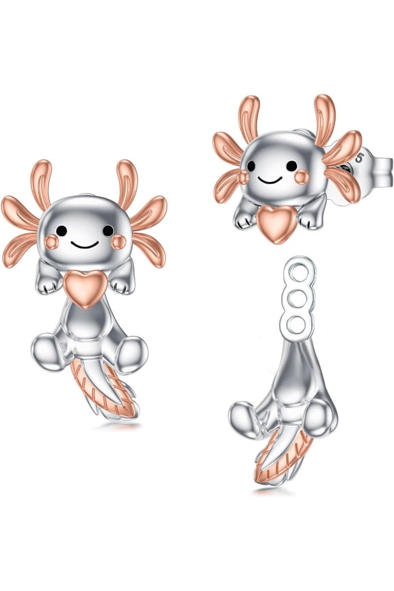 Axolotl Stud Earrings Sterling Silver Axolotl Jewelry for Women Cute Animal Cartoon Anime Stud Earrings Fun Tiny Animal Earrings Cute Axolotl Gifts for Birthday
