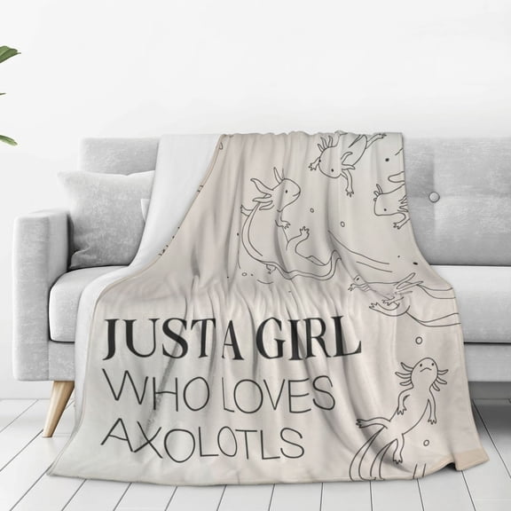 Axolotl Throw Blanket, Cute Pink Animal Pattern, Plush Fuzzy Fleece Bedding, Thoughtful Gift for Axolotl Lovers 50x40