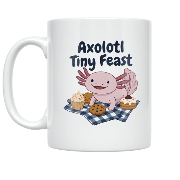 Axolotl Tiny Feast Design - Axolotl Enthusiast - 11 oz Ceramic Coffee Mug