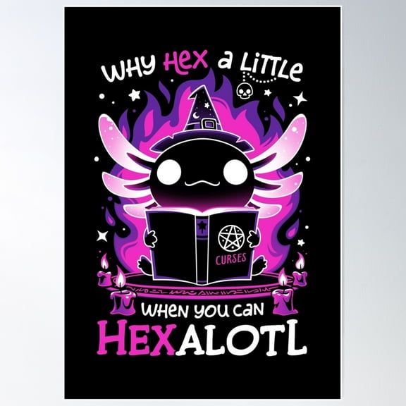 Axolotl Witching Hour - Spooky Salamander Poster Wall Art, Modern Wall Decor For Living Room Bedroom, 16x24 UNFRAMED