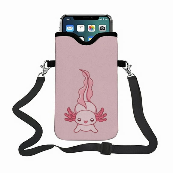 Axolotl crossbody phone holder, equipped with an adjustable strap small bag suitable for various smartphones.