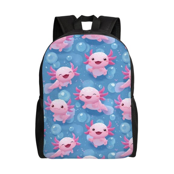 Axolotl underwater joy Backpack with 15 Inch Laptop Compartment,Water-Resistant Daypack, Large Capacity Backpack with Adjustable Breathable Shoulder Straps for Daily Use Travel Gym
