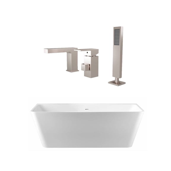 Axton 59 Inch Acrylic Double Ended Freestanding Bathtub Package