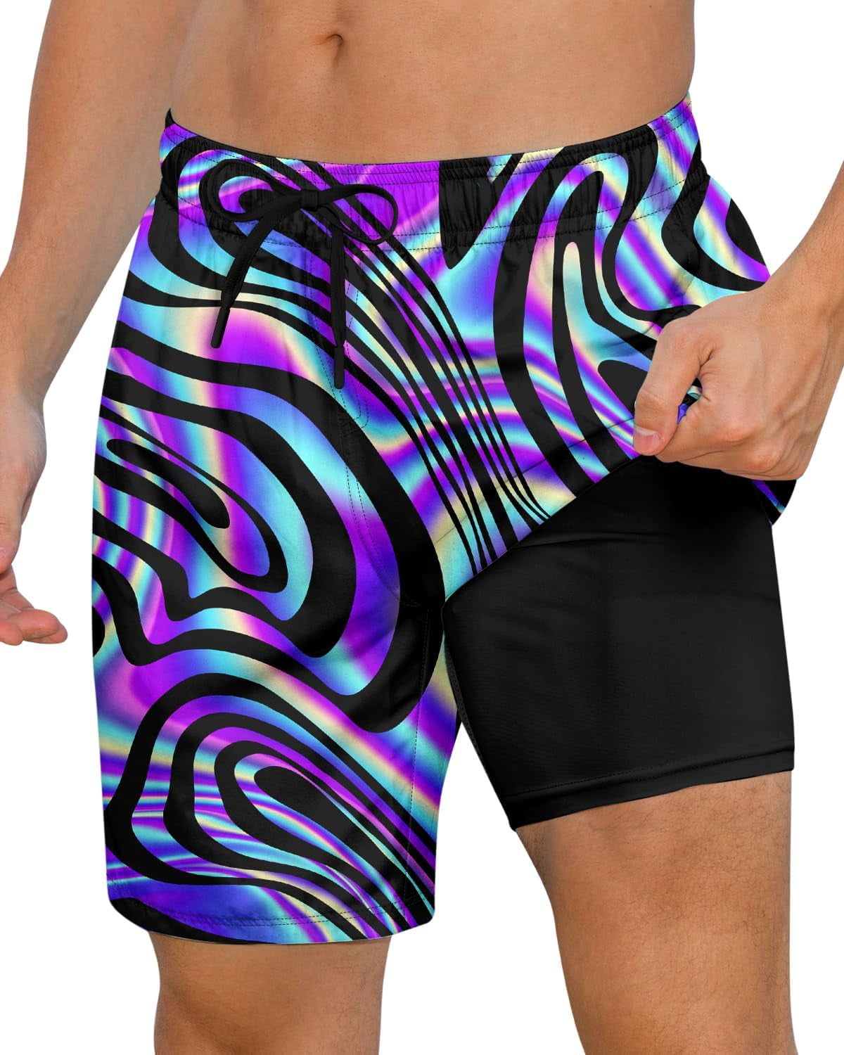 Axwujok Mens Swimming Trunks with Compression Liner Swim Shorts 7 inch