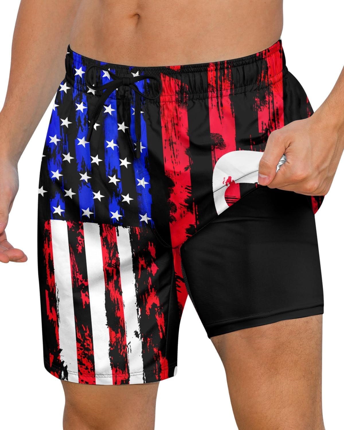 Axwujok Mens Swimming Trunks with Compression Liner Swim Shorts 7 inch ...