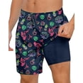 thumbnail image 1 of Axwujok Mens Swimming Trunks with Compression Liner Swim Shorts 7 inch Quick Dry Bathing Suit Anti Chafe Boardshorts, 1 of 5