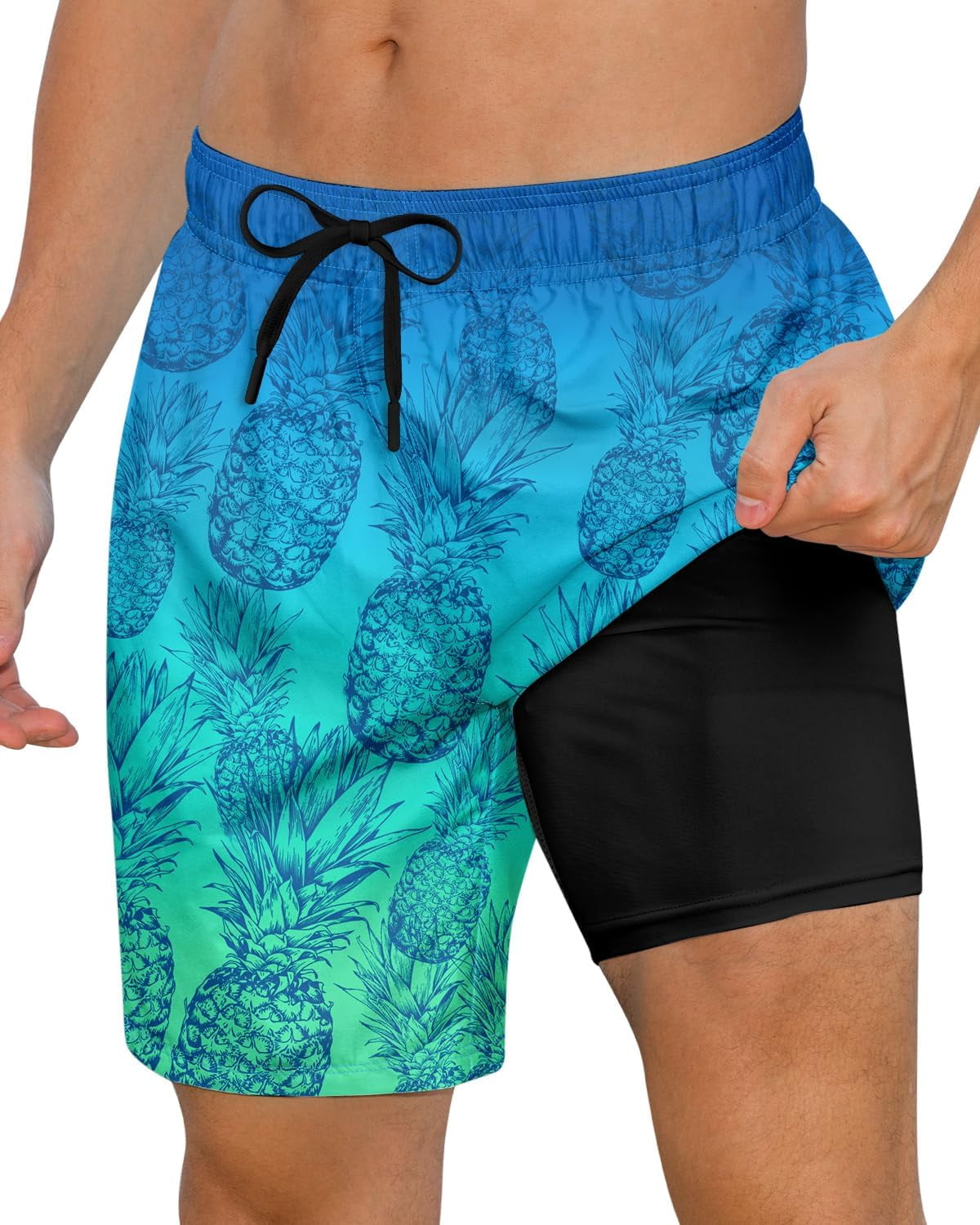 Axwujok Mens Swimming Trunks with Compression Liner Swim Shorts 7 inch