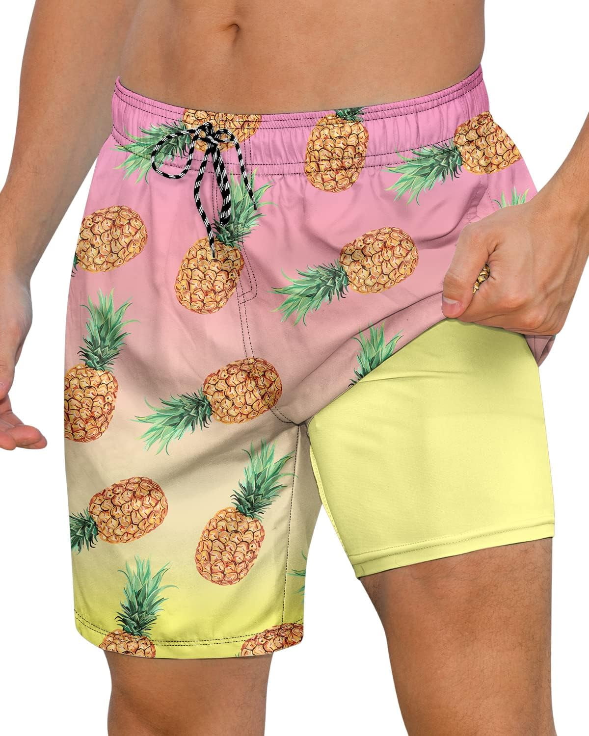 Axwujok Mens Swimming Trunks with Compression Liner Swim Shorts 7 inch