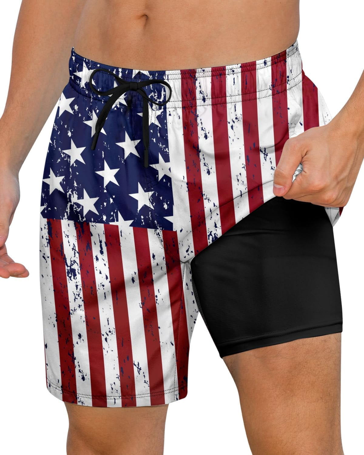 Axwujok Mens Swimming Trunks with Compression Liner Swim Shorts 7 inch