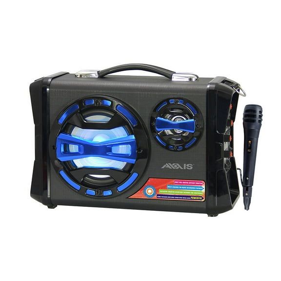 Axxis Party Boom Portable Karaoke Speaker with Microphone. Wireless Audio Function. Supports Micro SD/MMC /U-disk /AUX. 25 Watts