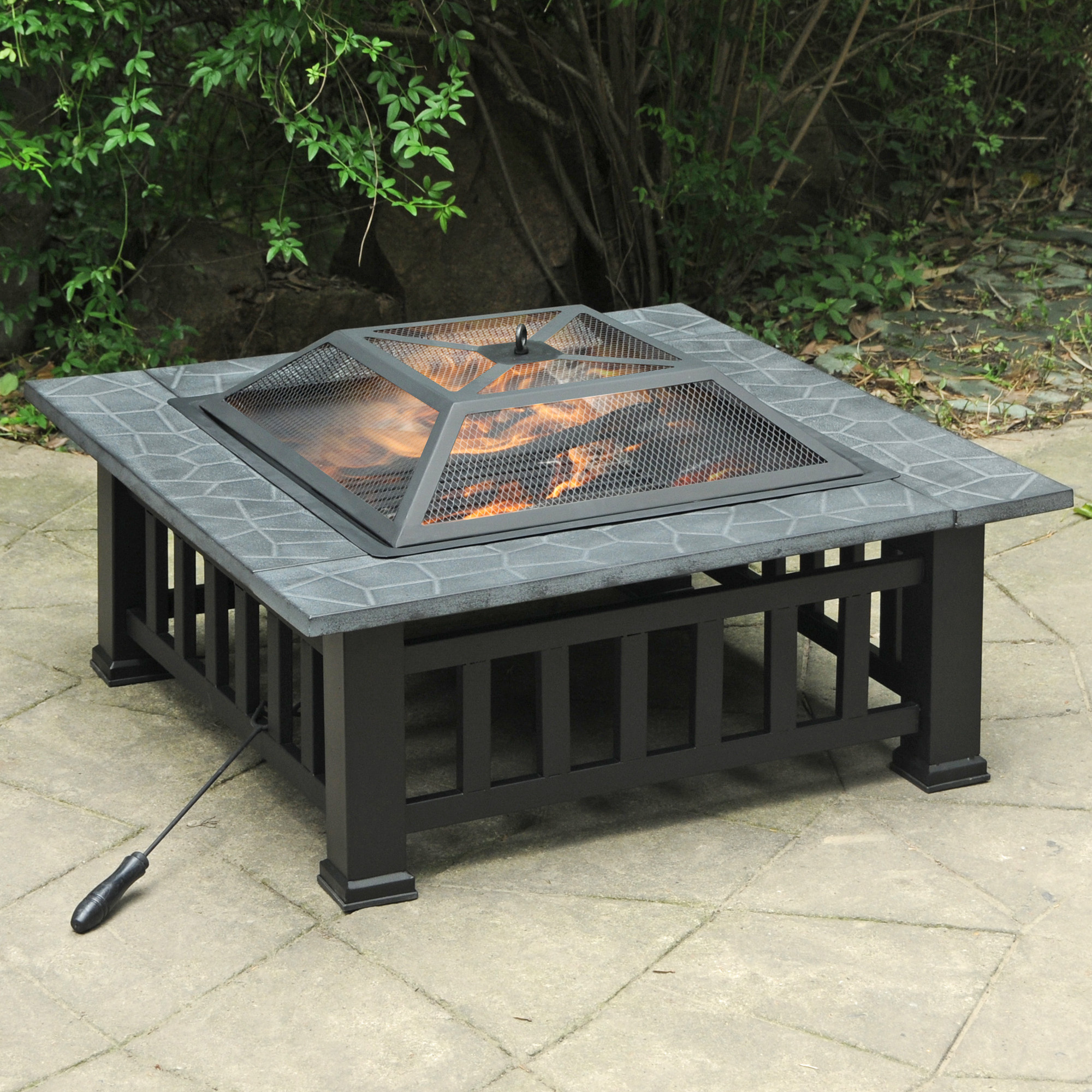 Axxonn 32" Alhambra Fire Pit with Safety Screen and Weatherproof Cover wood burning Fire Bowl - image 1 of 5