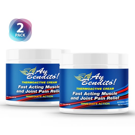 Ay Bendito Thermoactive Cream with Glucosamine + Chondroitin for faster pain relief on joints and muscle function - 4oz Jar 2 PACK