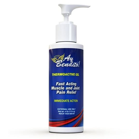 Ay Bendito! Thermoactive Gel Cooling Pain Reliever for Muscle, Joint, and Back Pain - 4oz Pump
