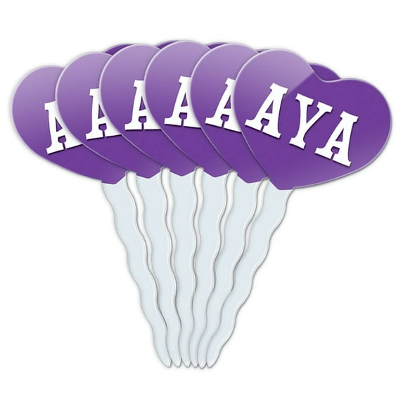 Aya Heart Love Cupcake Picks Toppers - Set of 6