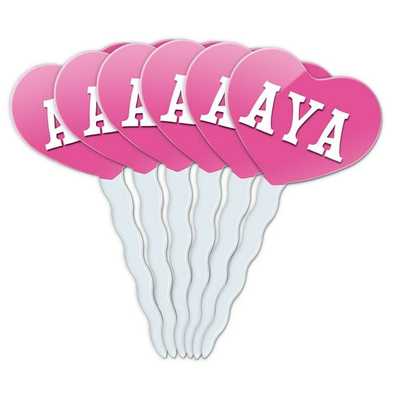 Aya Heart Love Cupcake Picks Toppers - Set of 6