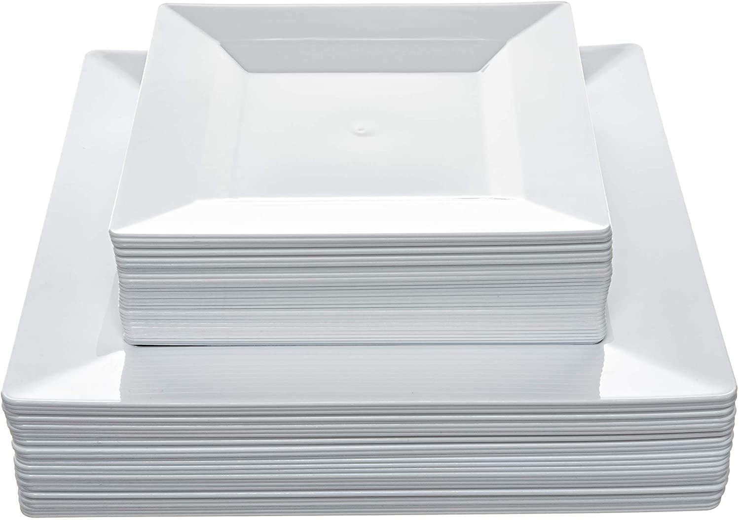 Aya's 60ct White Plastic Plates Disposable Heavy Duty Square Disposable Plastic Plates for