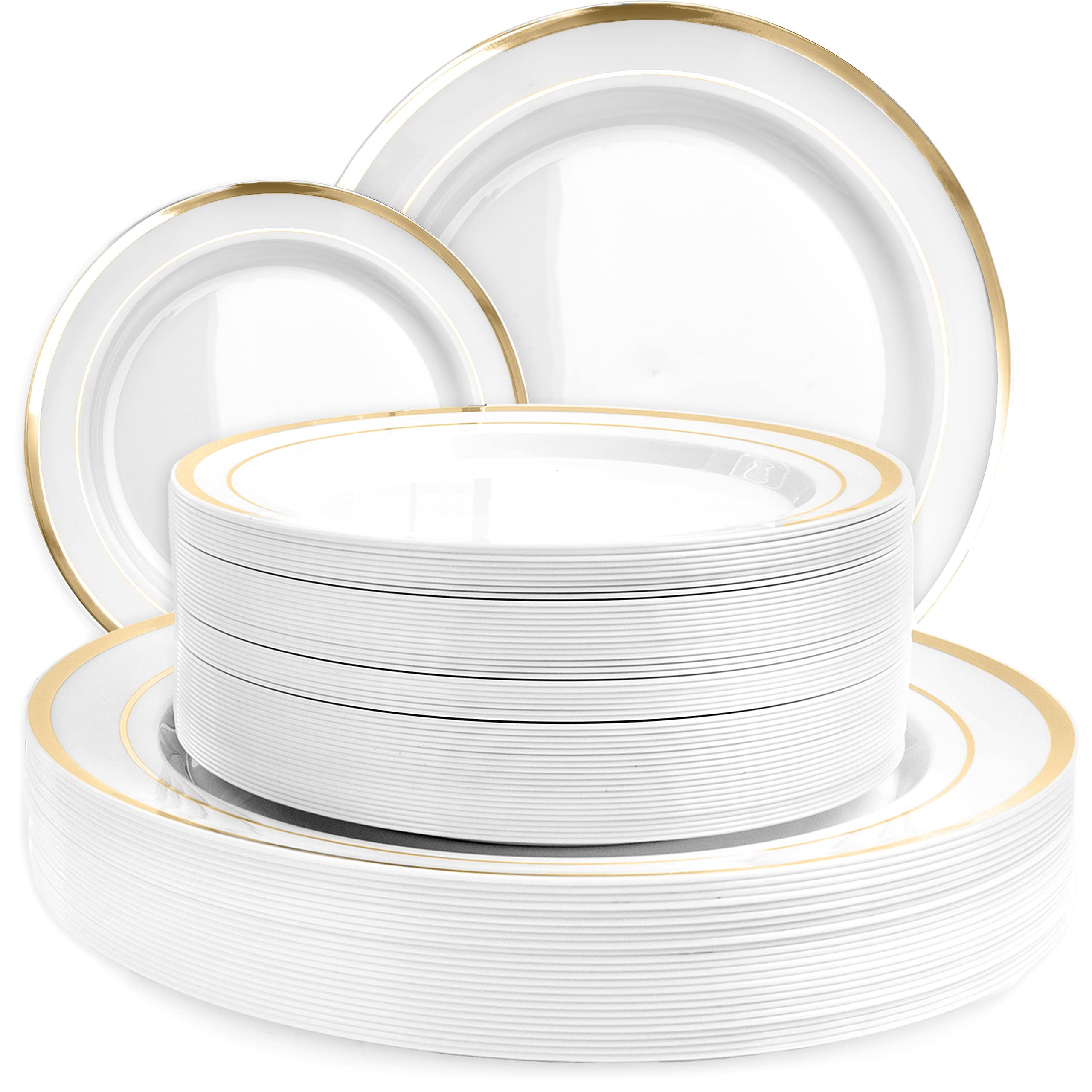 Aya's Cutlery Kingdom 100 Disposable White Plastic Plates with
