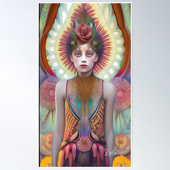 Ayahuasca Vision Girl Poster Wall Art, Modern Wall Decor, 24x36 UNFRAMED