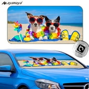 Ayamaya Car Front Windshield Sun Shade,Foldable Anti-UV Cartoon Car Front Window Sunshade Fits Most Model of Cars 1 Pcs 59''33''