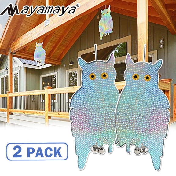 Ayamaya Hanging Reflective Owl Bird and Pest Repellent, 2 Pack