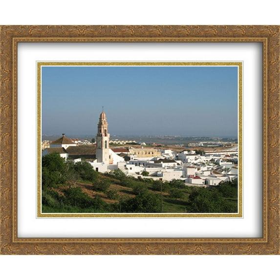 Ayamonte and San Salvador Church 2x Matted 34x28 Large Gold Ornate Framed Art Print by The Cityscape Art Print Series