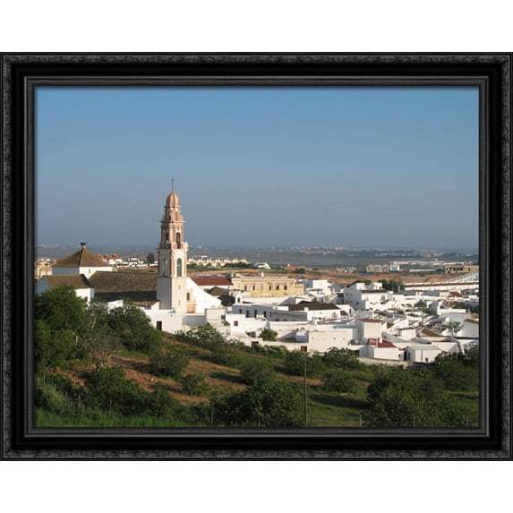 Ayamonte and San Salvador Church 36x28 Large Black Ornate Wood Framed Canvas Art