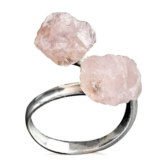 Ayana Crystals Rose Quartz Silver-Plated Adjustable Ring – Ethically-Sourced, Handcrafted Natural Rose Quartz Gemstone for Emotional and Spiritual Healing