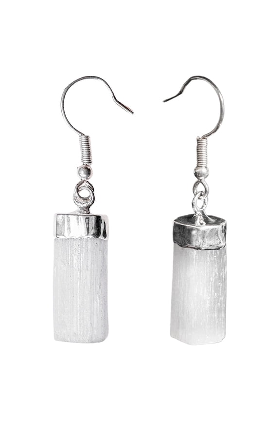 Ayana Crystals Selenite Teardrop Earrings - Handcrafted with Ethically Sourced Crystals for Emotional Balance and Spiritual Enlightenment - Zodiac Taurus & Gemini, Crown & Third Eye Chakra Alignment