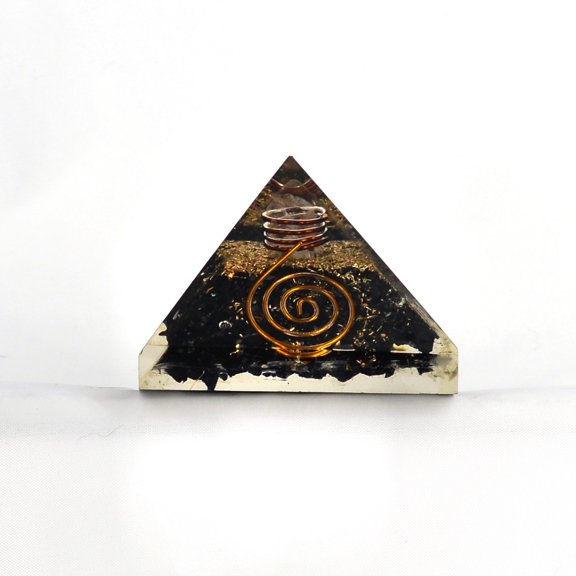 Ayana Piezo Electric Orgonite Pyramid with Black Tourmaline Crystals | 4 Crystal Quartz Energy Points | Positive Energy Generator | Powerful Meditation Yoga Tool for Chakra Healing and Protection