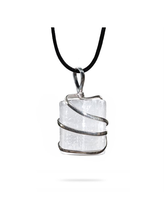 Ayana Selenite Crystal Pendant Necklace for Women - Handmade Necklaces with Ethically Sourced Genuine Healing Crystals for Taurus Birthstone - with a Premium Pouch - Perfect Crystal Gifts for Women