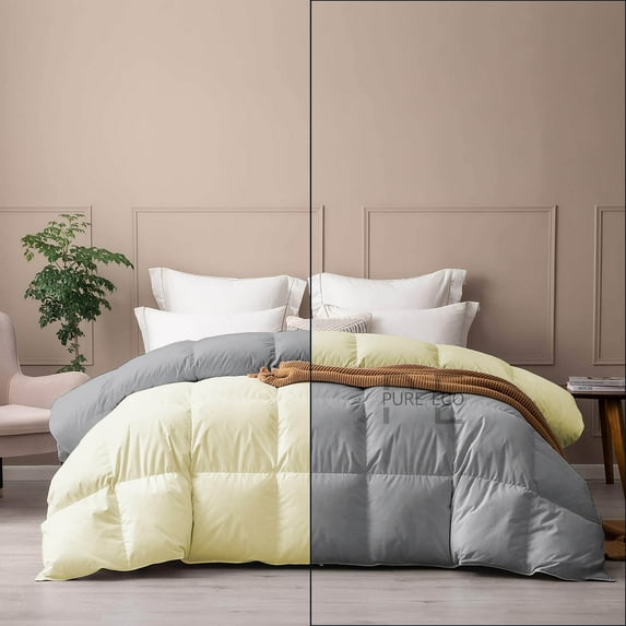 Ayanshi Bedding Comforter Full Size, Duvet Insert, Quilted Comforter with Corner Tabs, All Season Lightweight Quilt, Down Alternative Hotel Comforter Full Size 82X86 Ivory/Silver Gray