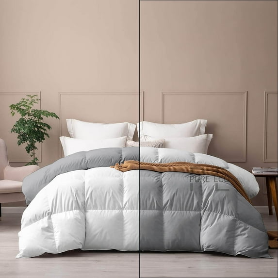 Ayanshi Bedding Comforter Full Size, Duvet Insert, Quilted Comforter with Corner Tabs, All Season Lightweight Quilt, Down Alternative Hotel Comforter Full Size 82X86 White/Silver Gray